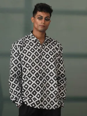 Jashvi Men's Black Printed Shirt