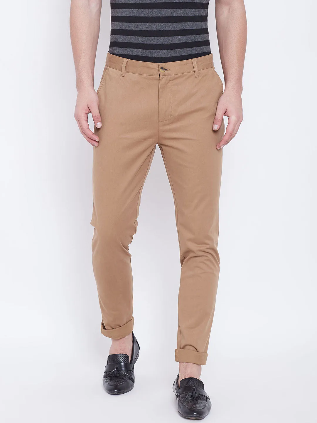 JUMP USA Men Brown Casual Slim Fit Trousers