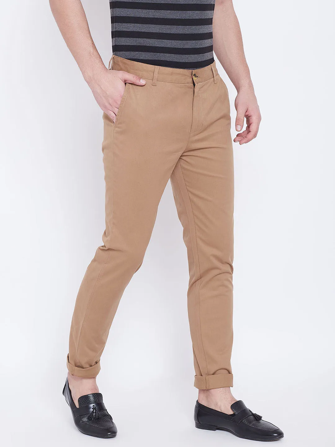 JUMP USA Men Brown Casual Slim Fit Trousers