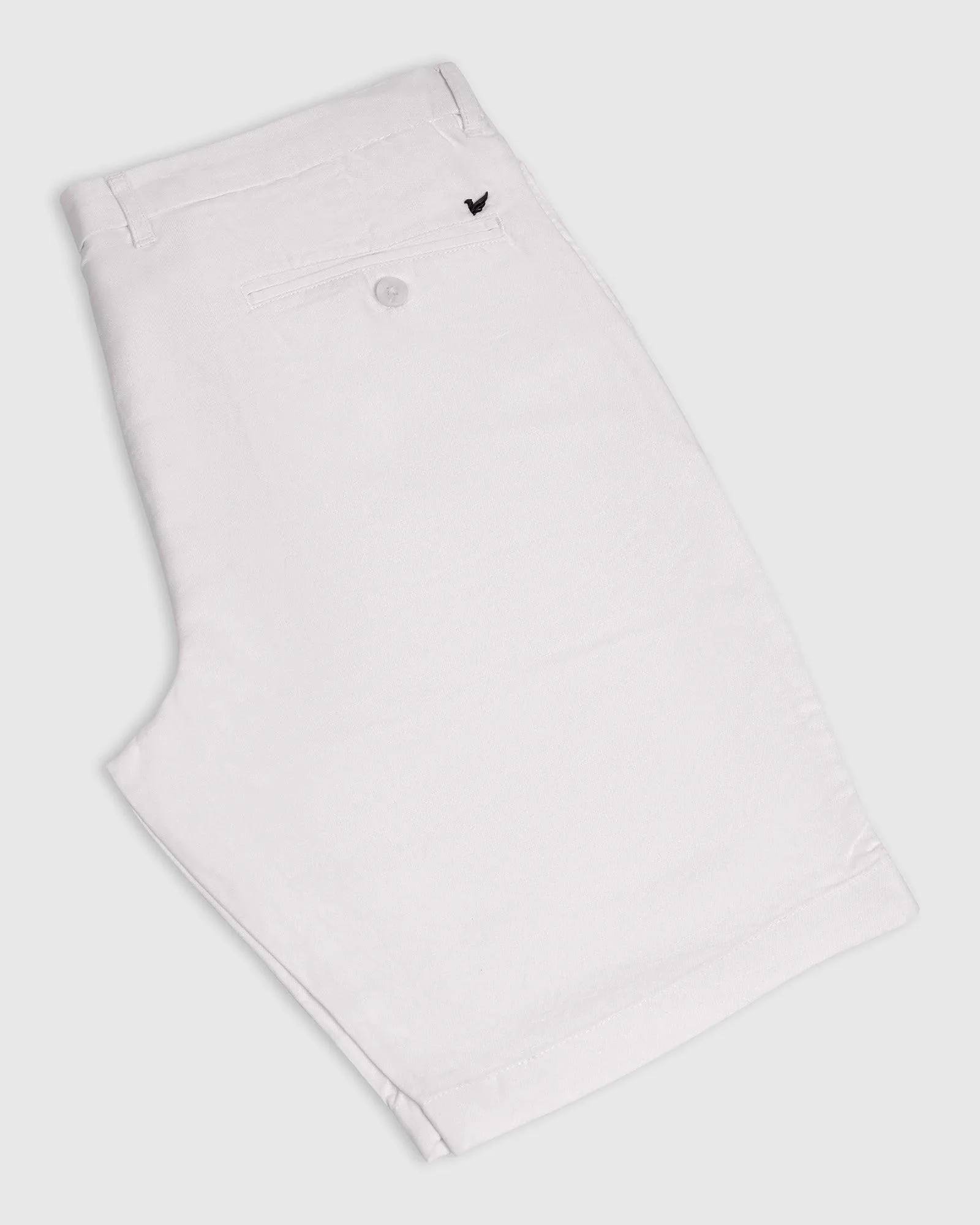 Linen Casual White Solid Shorts - Kin