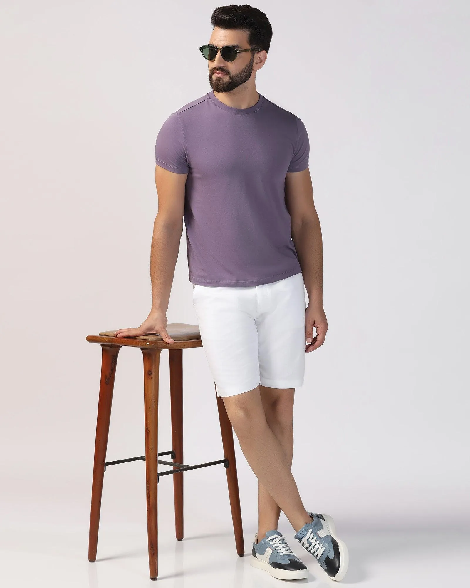 Linen Casual White Solid Shorts - Kin