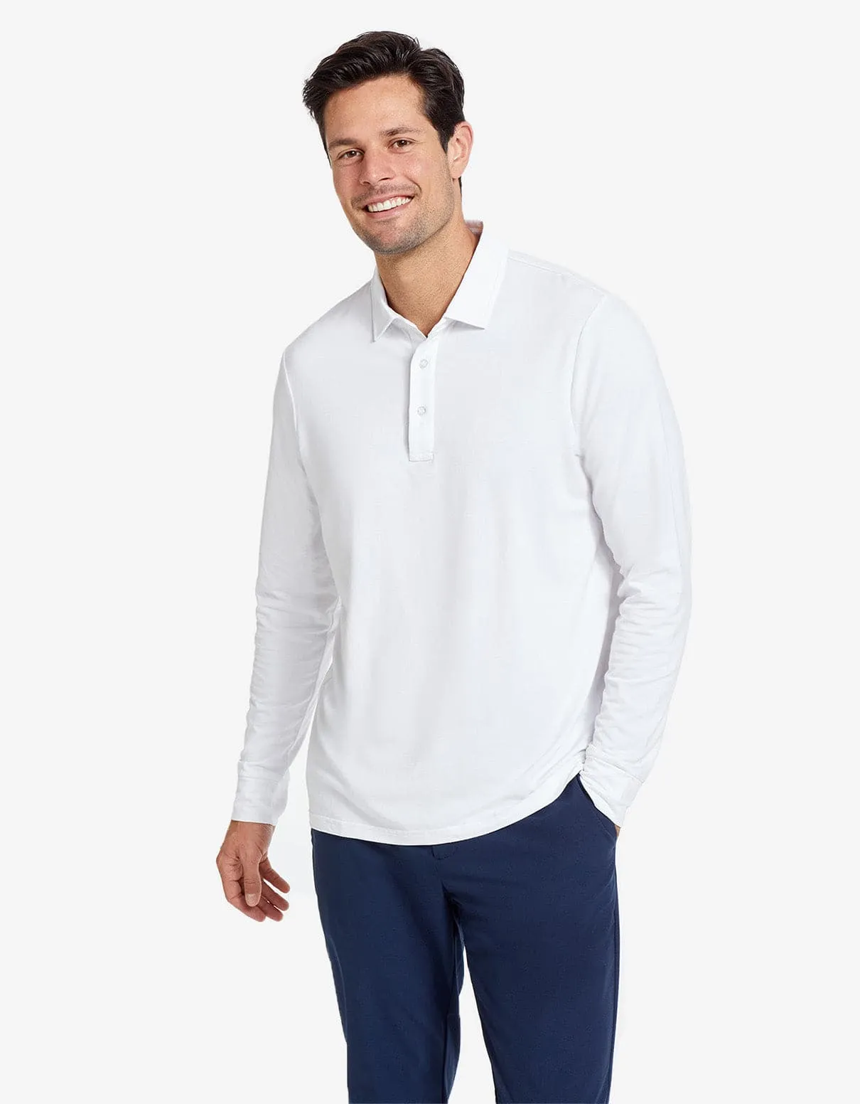 Long Sleeve Relaxed Fit Polo with Cuff UPF 50  Sensitive Collection