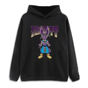 Lord Beerus God Life Drop Shoulder Black Pullover Hoodie