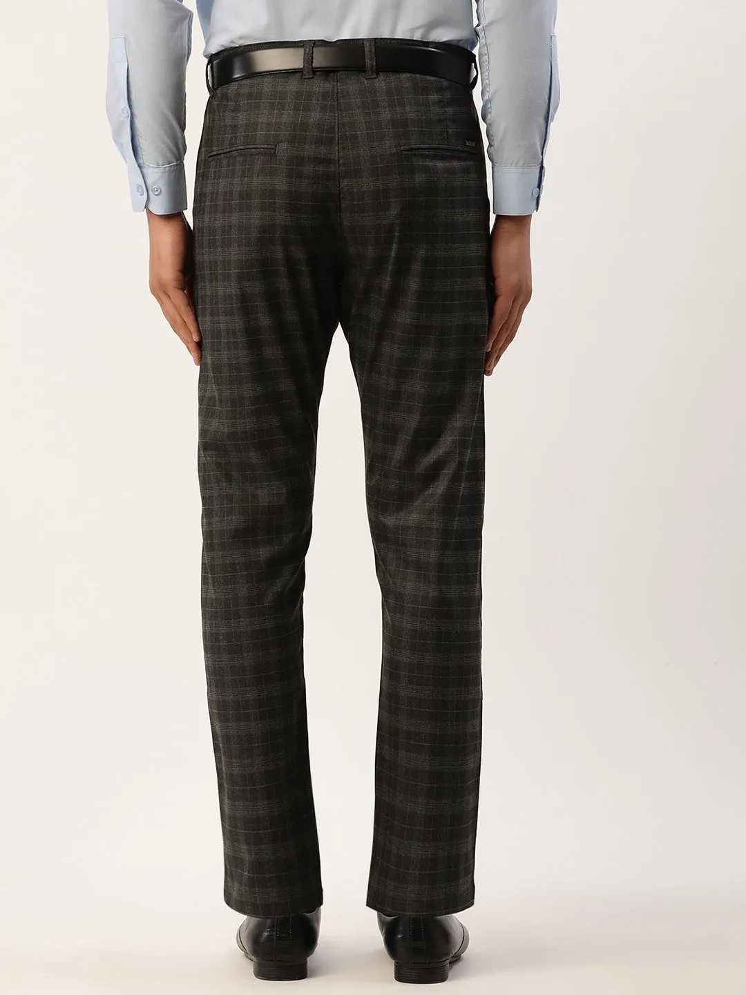 Men's Black Tartan Checked Formal Trousers ( FGP 271 Black ) - Jainish