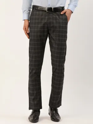 Men's Black Tartan Checked Formal Trousers ( FGP 271 Black ) - Jainish