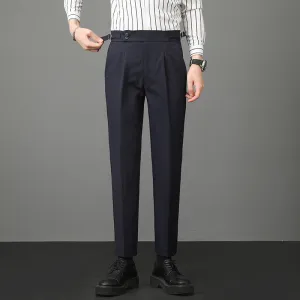 Mens Casual Slim Fit Mid-rise Suit Trousers