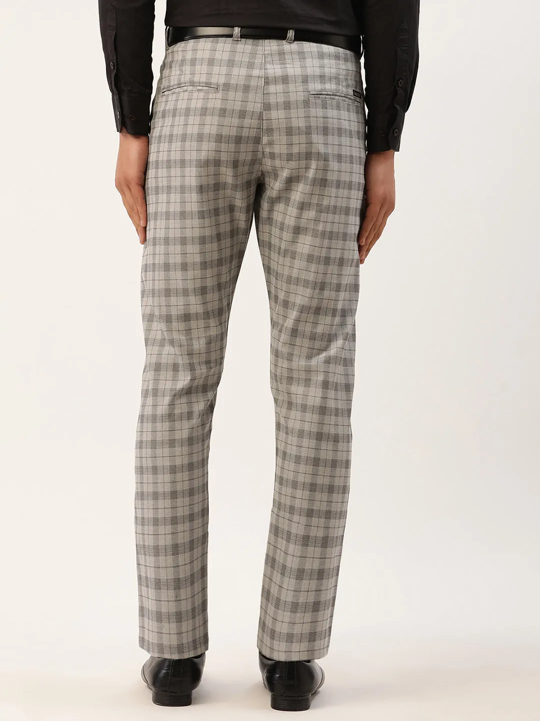 Men's Grey Tartan Checked Formal Trousers ( FGP 271 Grey ) - Jainish