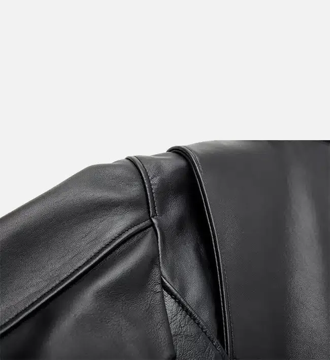 Men's Minimal Black Biker Leather Jacket