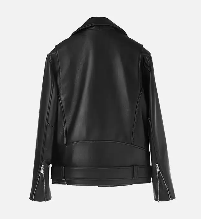 Men's Minimal Black Biker Leather Jacket