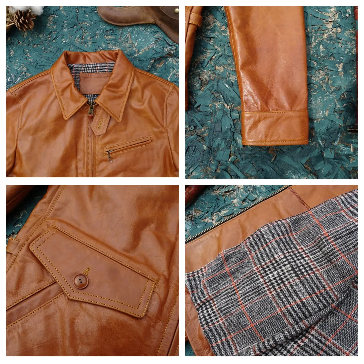 Men's Newsboy Leather Jacket Amber