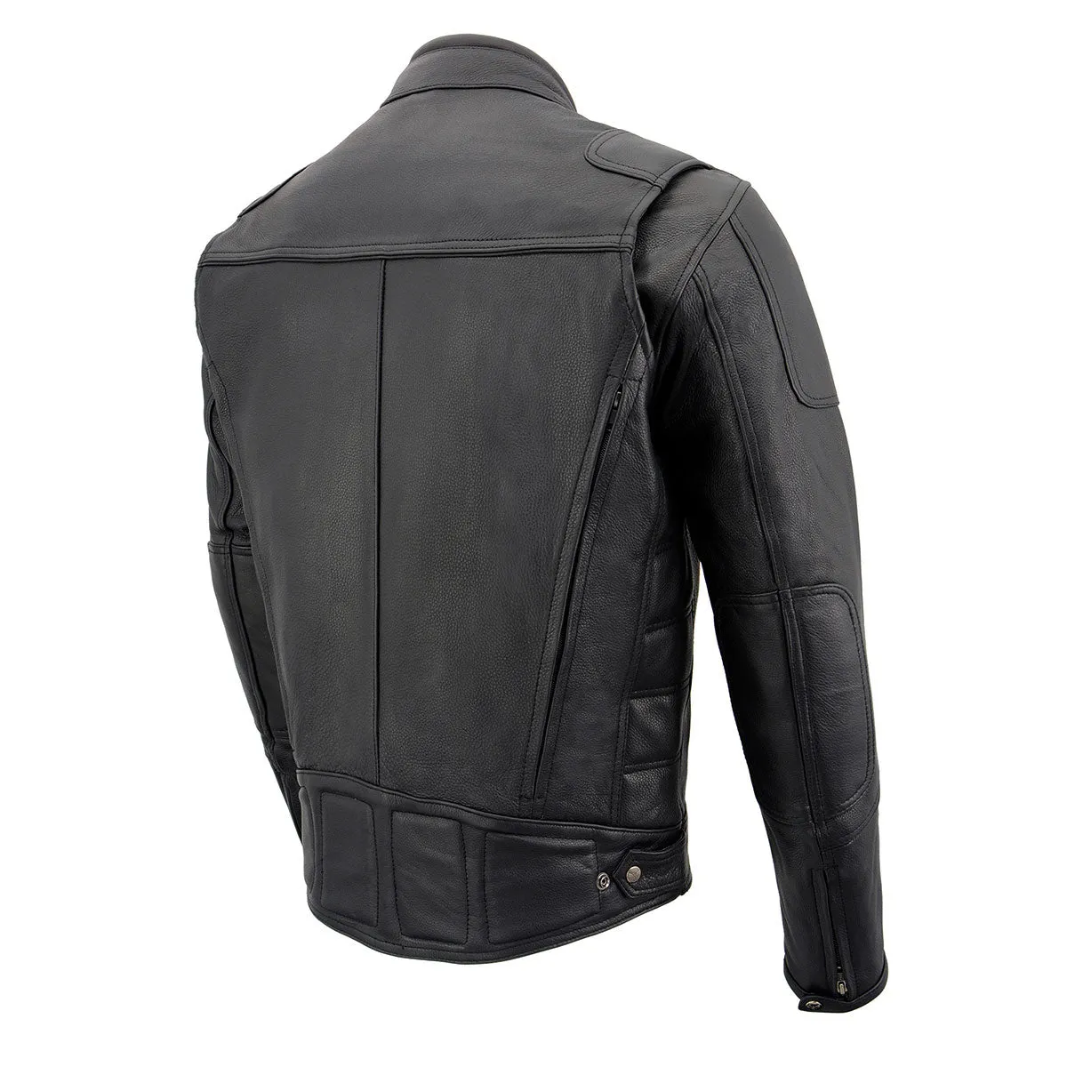 Milwaukee Leather Heated Jacket for Men's Black Cowhide Leather - Motorcycle Vented Jacket for All Seasons MLM1513