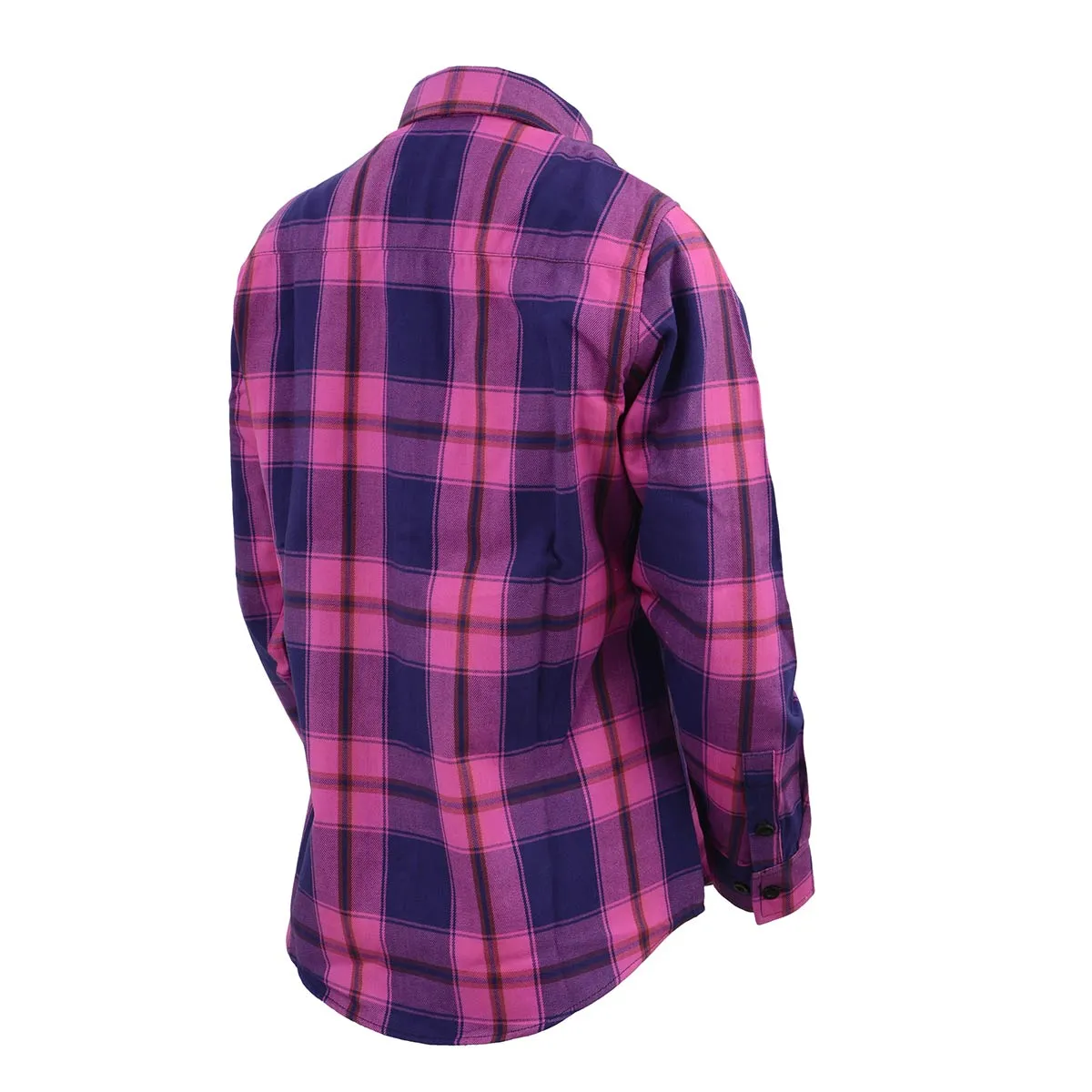 Milwaukee Leather MNG21610 Women's Pink, Blue and Maroon Long Sleeve Cotton Flannel Shirt