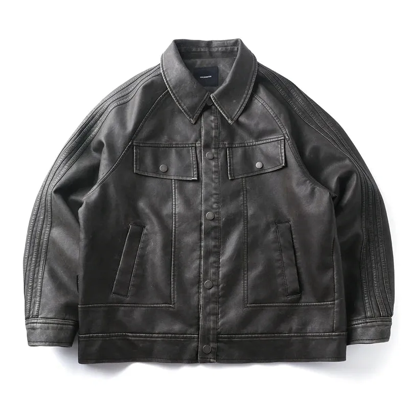 Motorcycle Leather Jacket For Men - Vintage Casual High Quality Coat