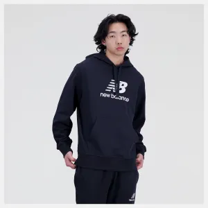 New Balance Essentials Stacked Logo French Terry Hoodie - Mens - Black