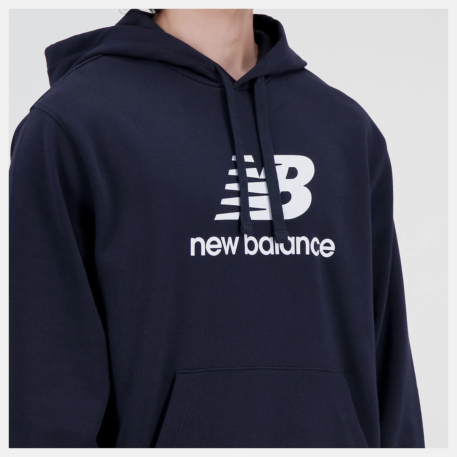 New Balance Essentials Stacked Logo French Terry Hoodie - Mens - Black