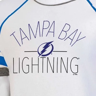 New - NHL Tampa Bay Lightning Women's White Long Sleeve Fleece Crew Sweatshirt - L