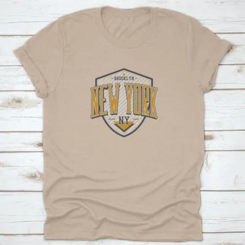 New York, Brooklyn T-Shirt Design With Shield. College League Tee