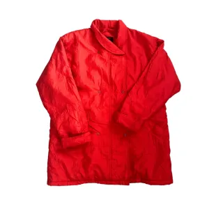 Oversized Double-Breasted 80s Vintage Shell Coat Red SIZE M