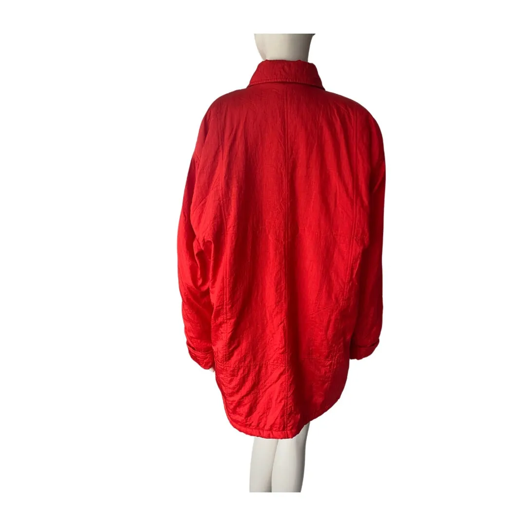 Oversized Double-Breasted 80s Vintage Shell Coat Red SIZE M