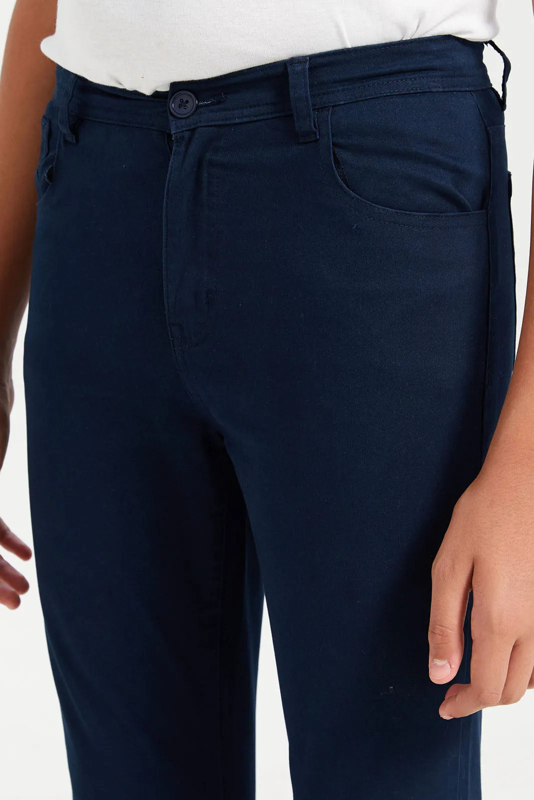 Senior Boys Navy 5 Pocket Table Trousers