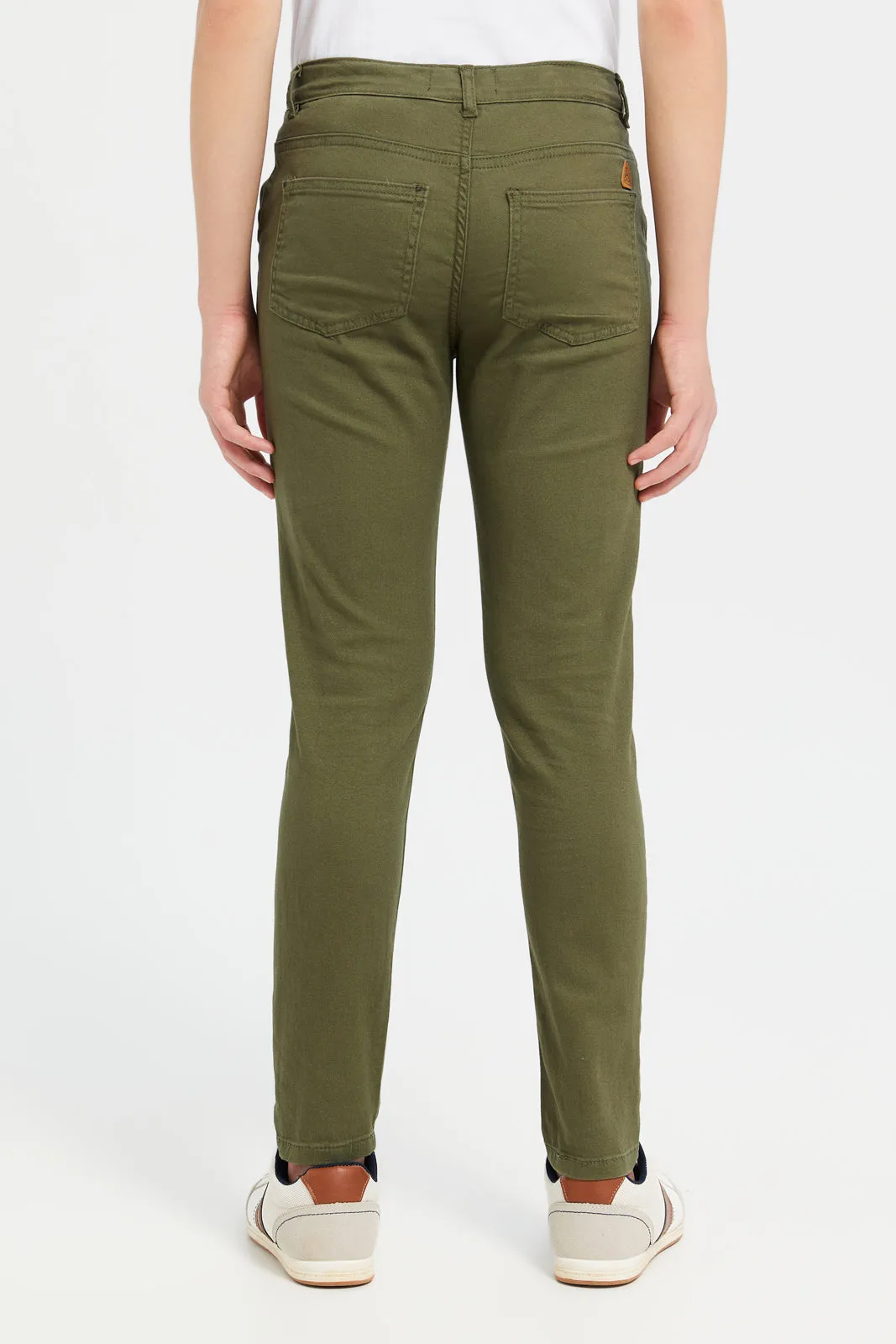 Senior Boys Olive Basic Casual Trousers