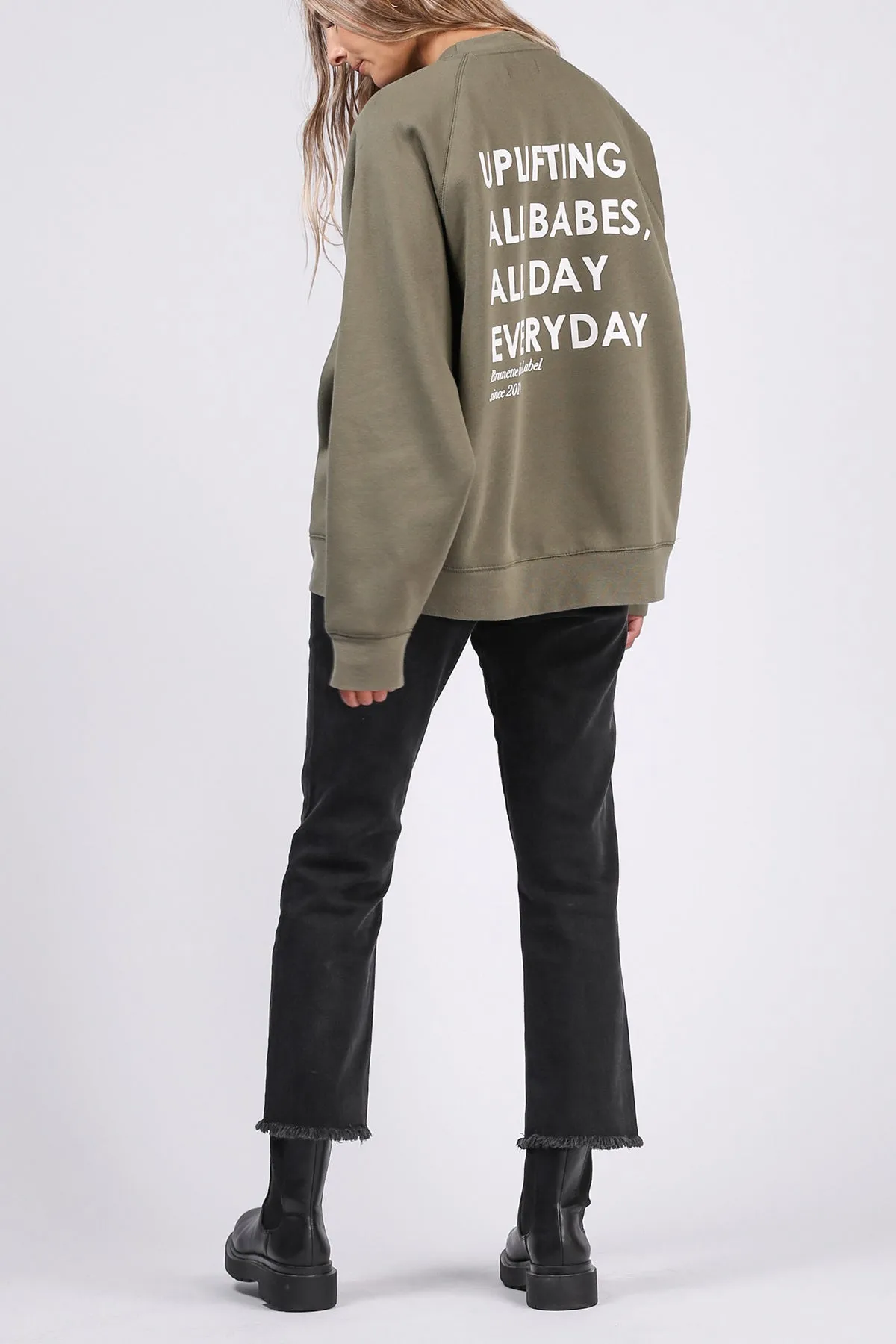 The "UPLIFT ALL BABES" Not Your Boyfriend's Crew Neck Sweatshirt | Olive