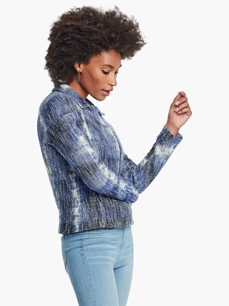 Tie Dye Biker Jacket in Indigo Multi