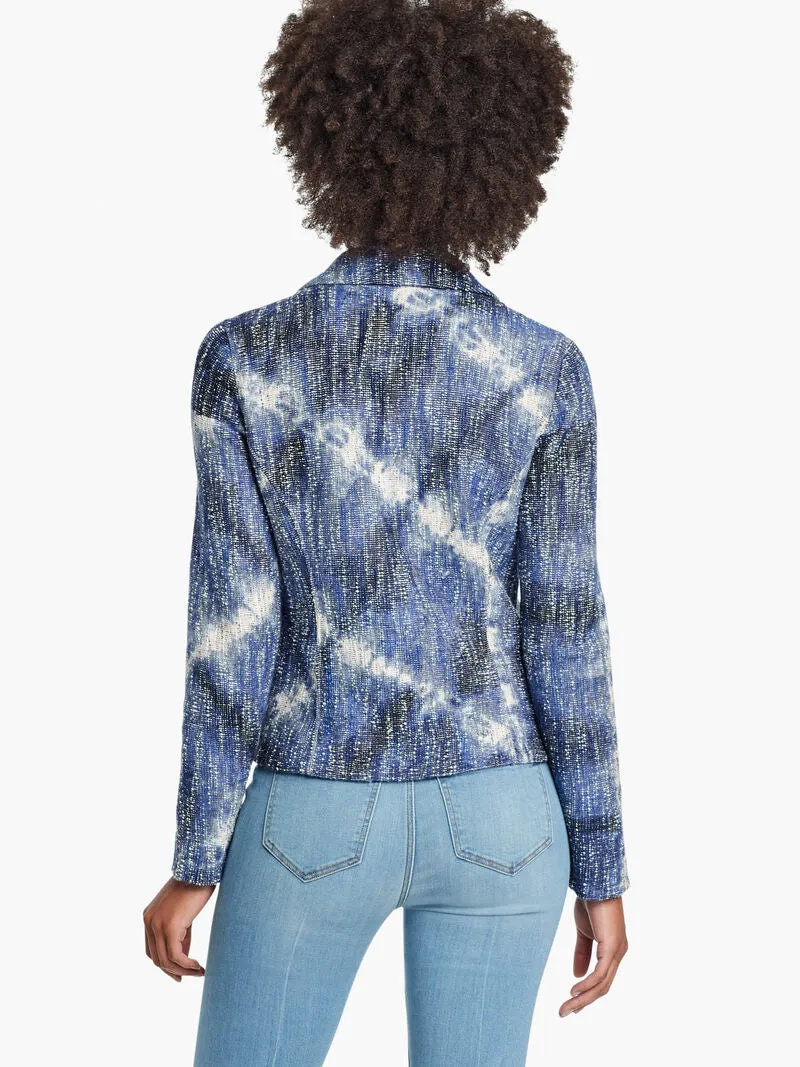 Tie Dye Biker Jacket in Indigo Multi