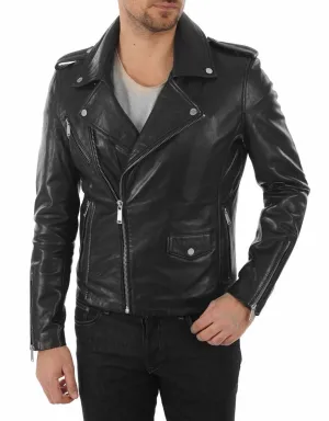 Titan Black Leather Biker Jacket