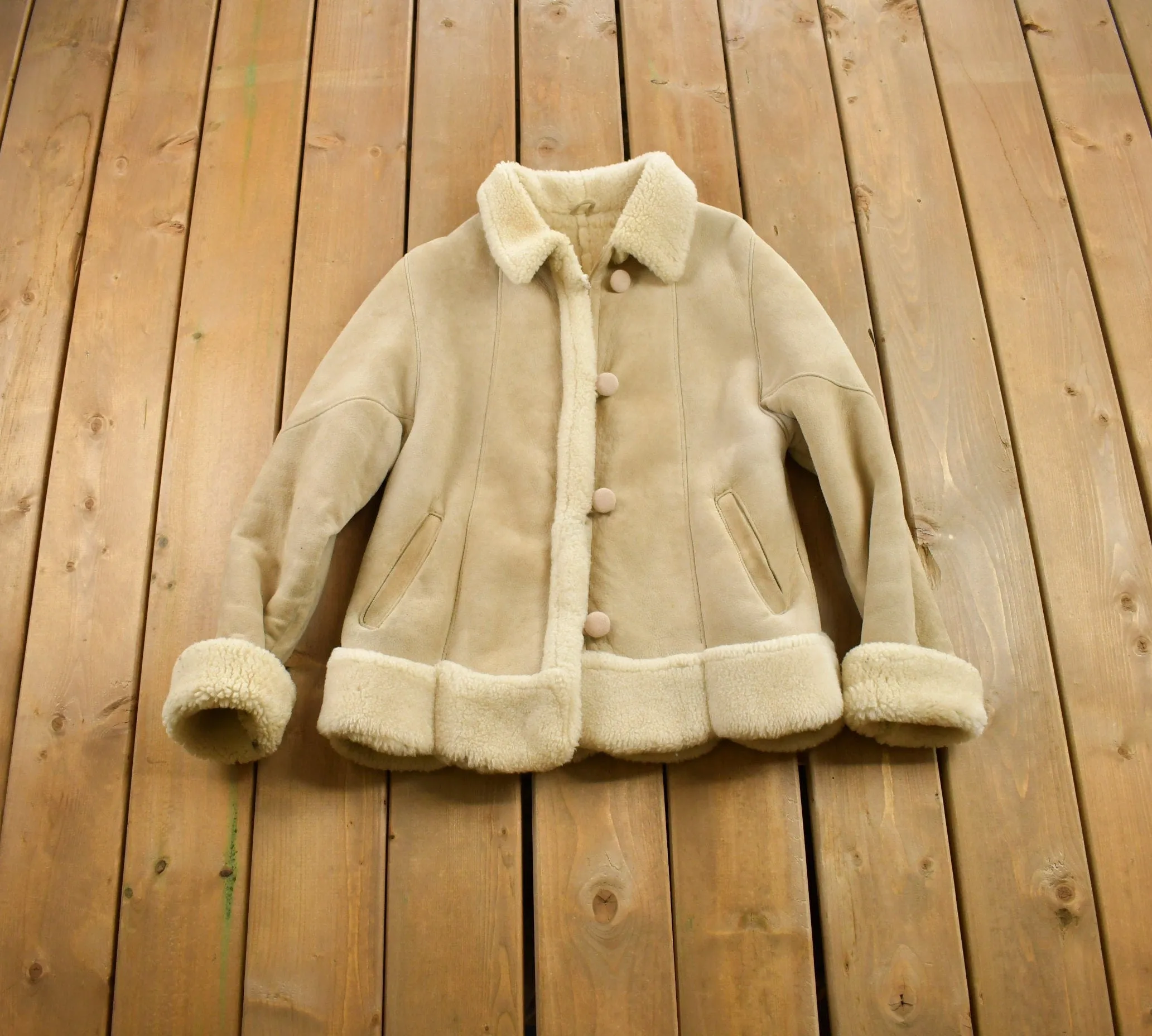 Vintage 1980s First Class Authentic Shearling Leather Coat