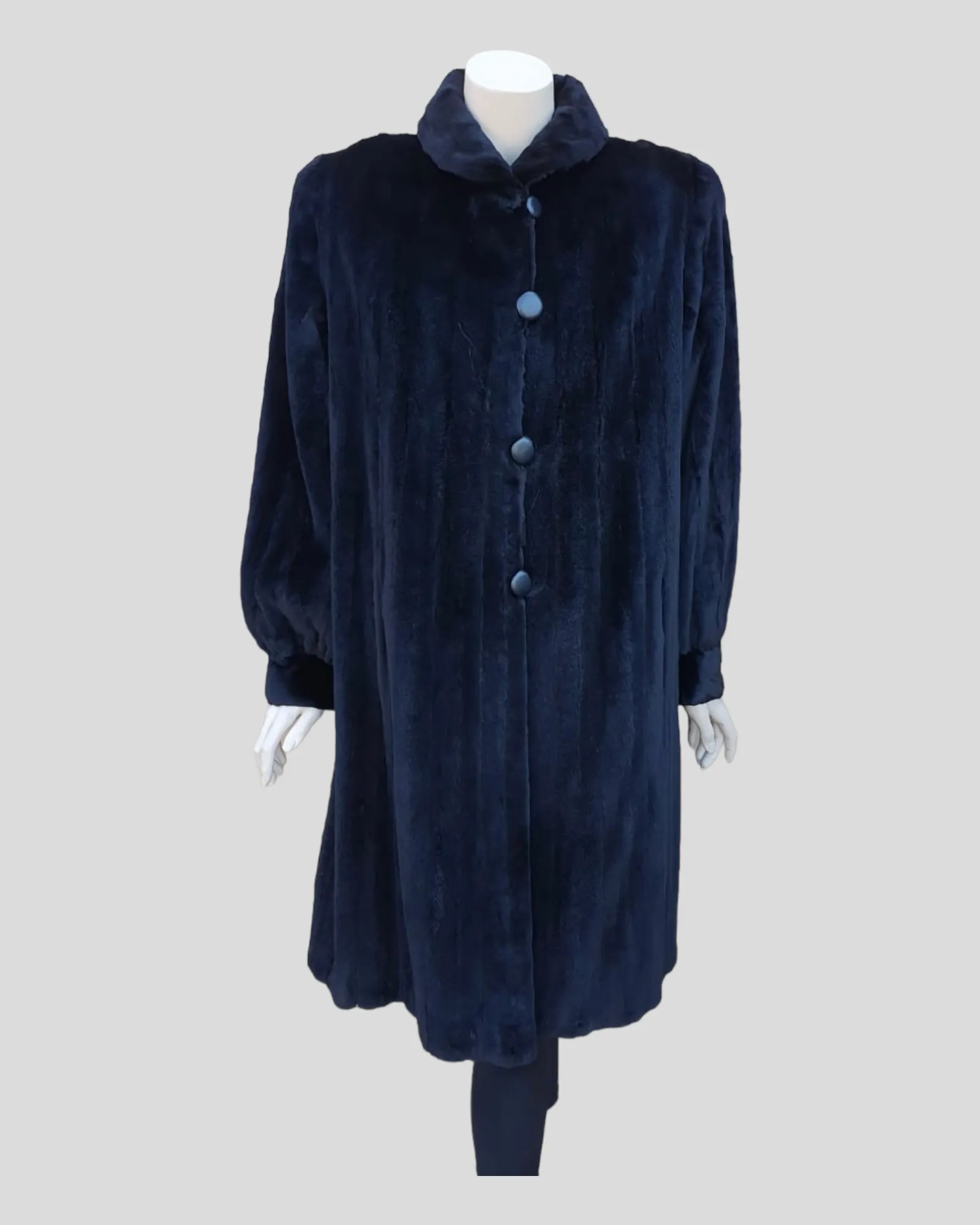 Vintage Black Dyed Sheared Mink Fur Coat -L