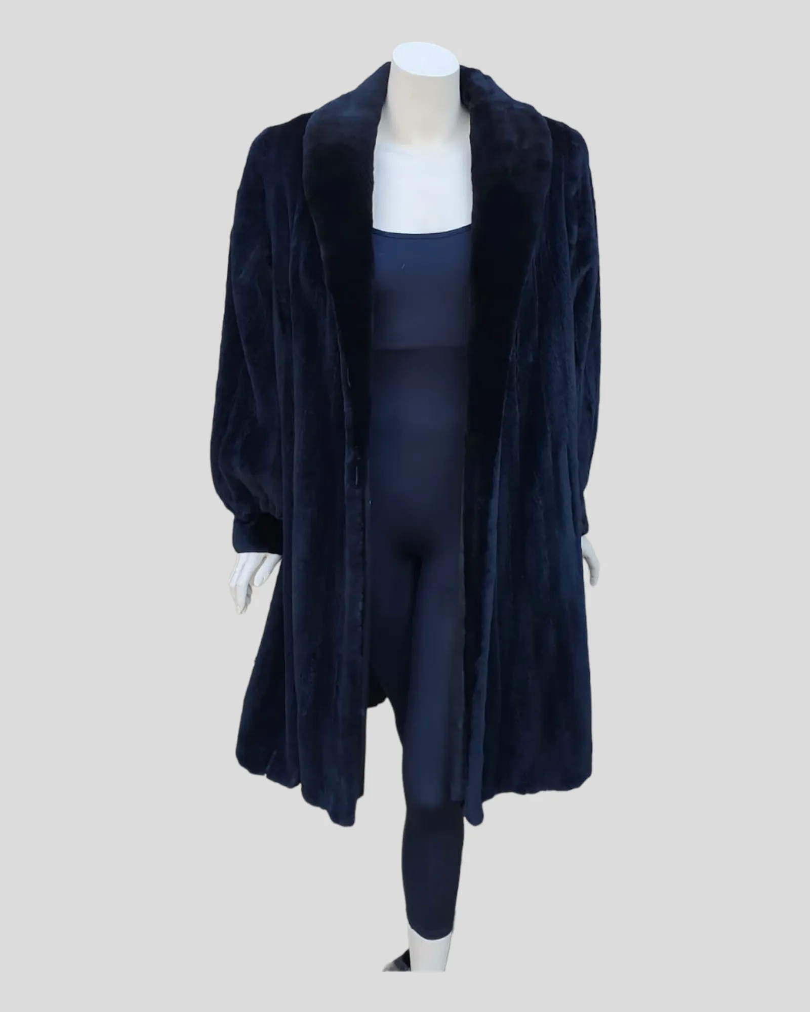 Vintage Black Dyed Sheared Mink Fur Coat -L