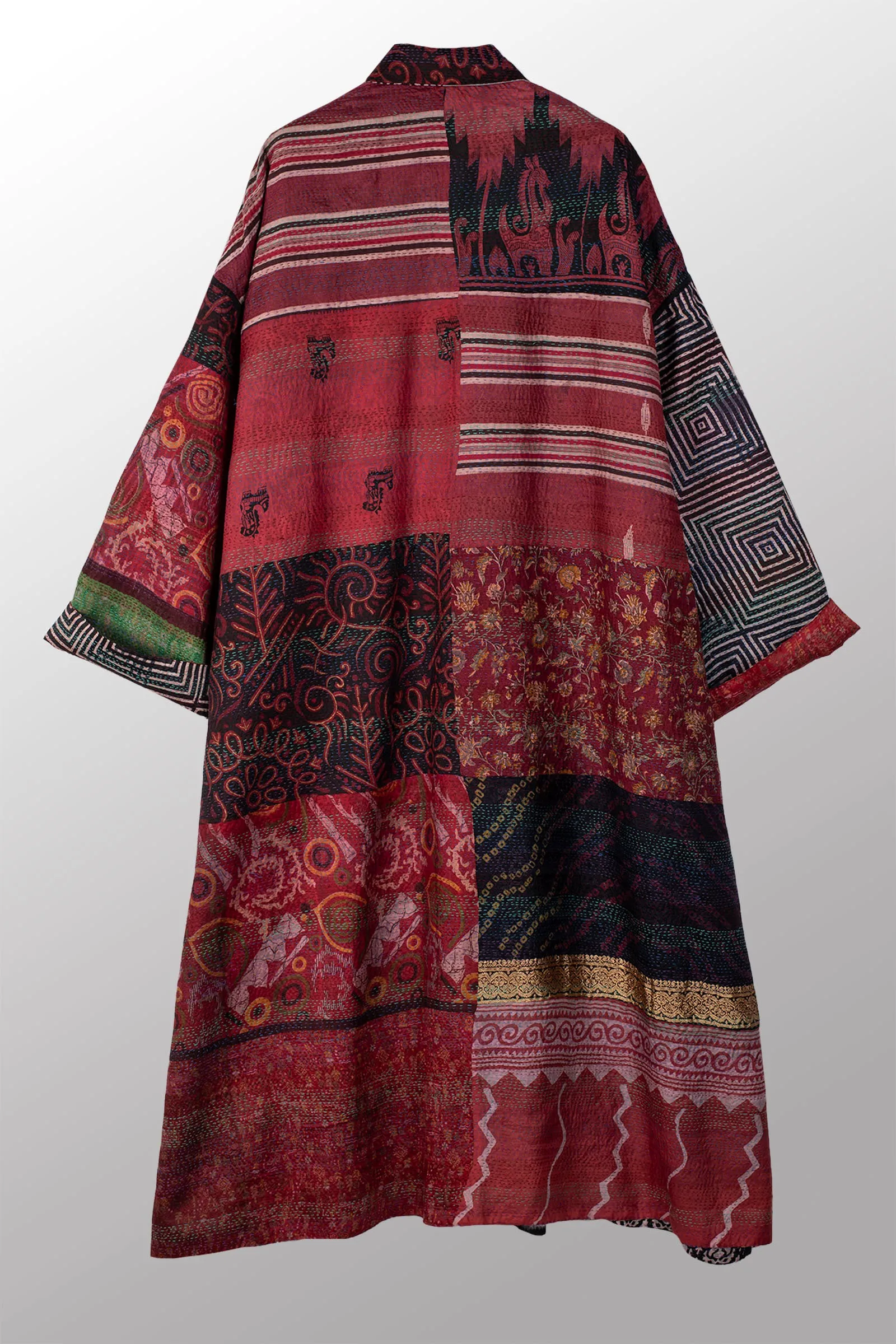 VINTAGE SILK KANTHA OVERSIZED COAT - sv2326-0007a -