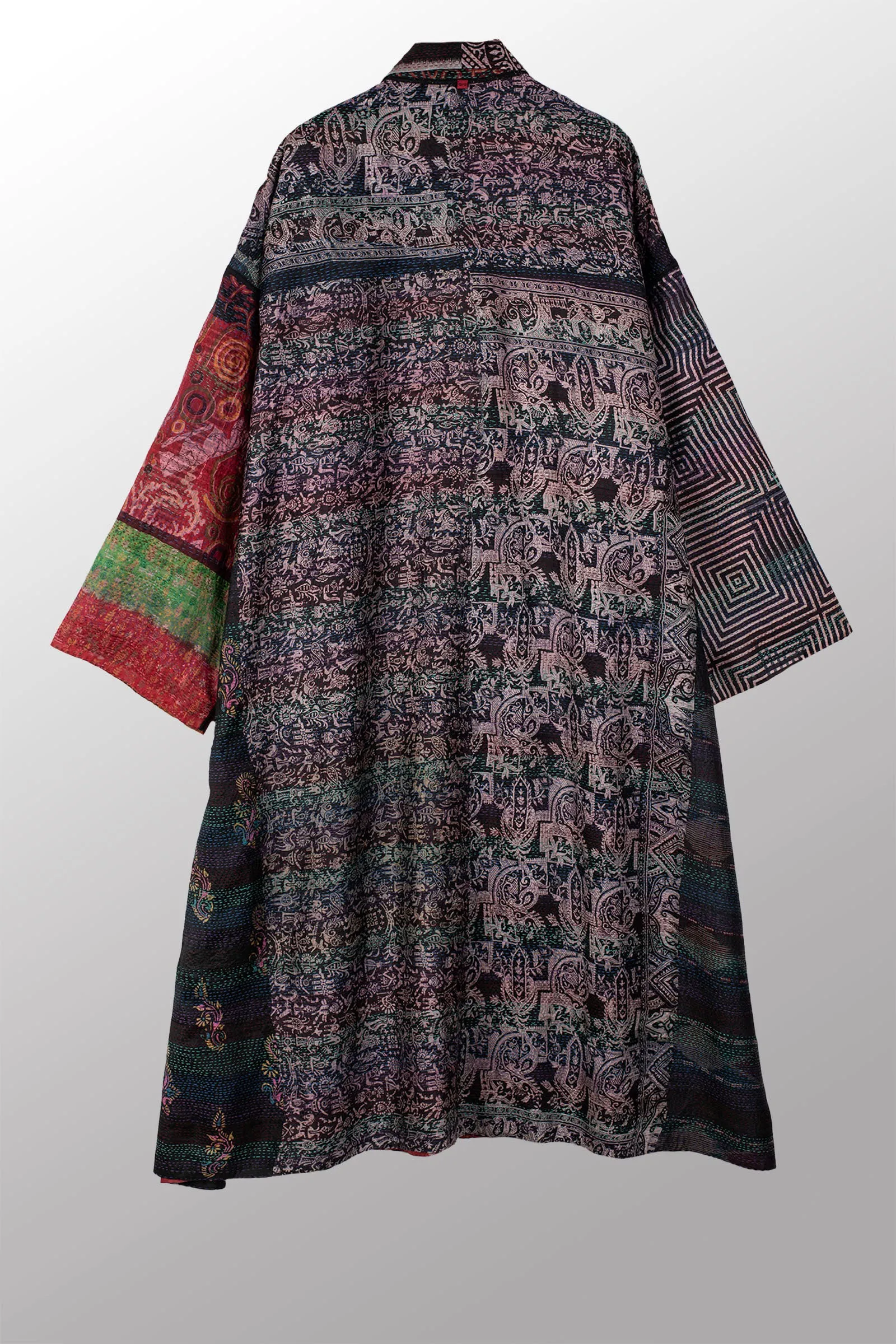 VINTAGE SILK KANTHA OVERSIZED COAT - sv2326-0007a -