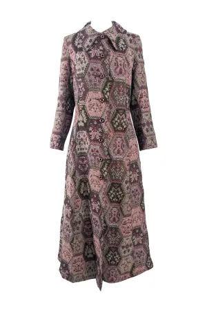 Vintage Womens Tapestry Carpet Maxi Coat, 1970s