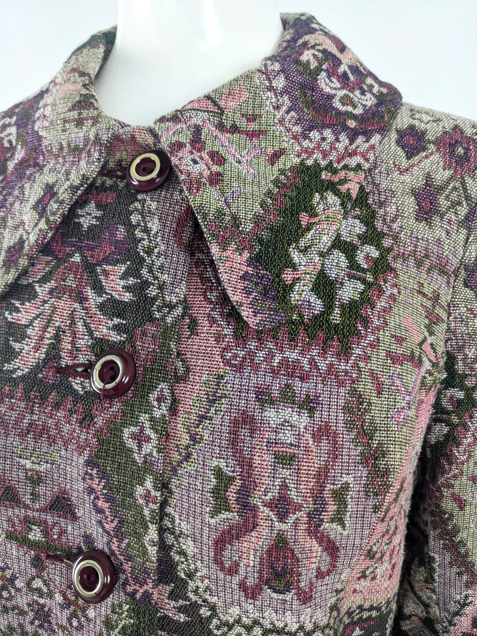 Vintage Womens Tapestry Carpet Maxi Coat, 1970s