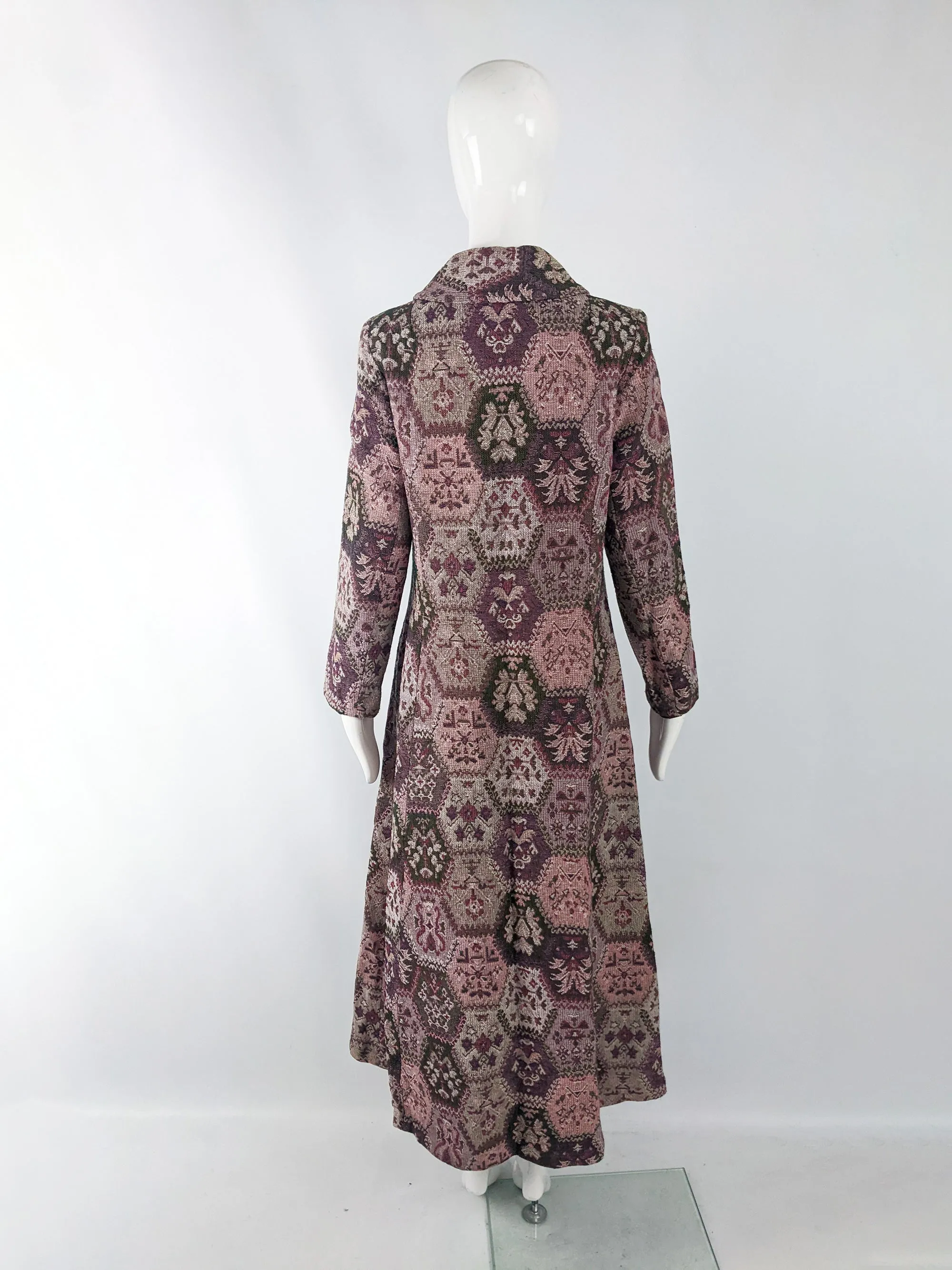 Vintage Womens Tapestry Carpet Maxi Coat, 1970s