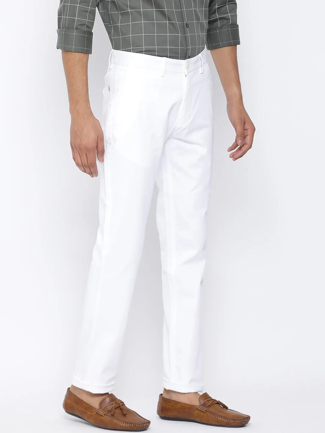 White Solid Ultra Slim Fit Trouser