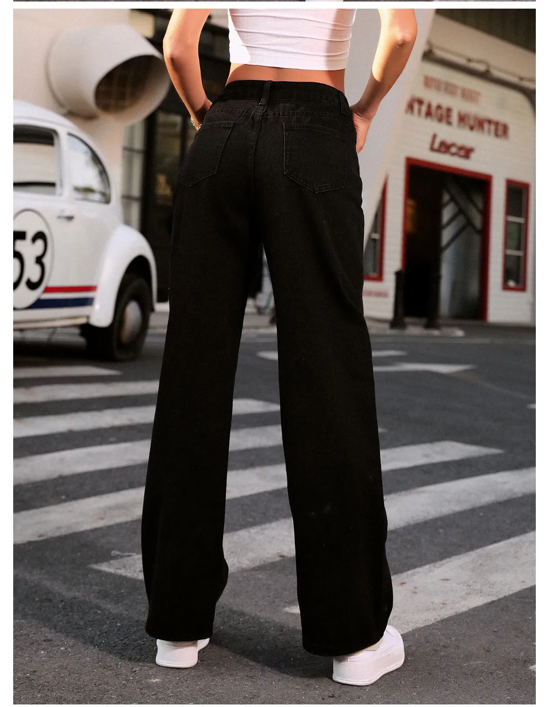 Women Clothing Casual Loose Drooping Slimming High Waist Denim Trousers