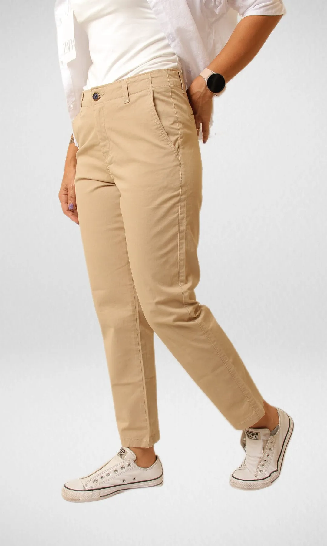 Women Gabardine Pants (Beige)