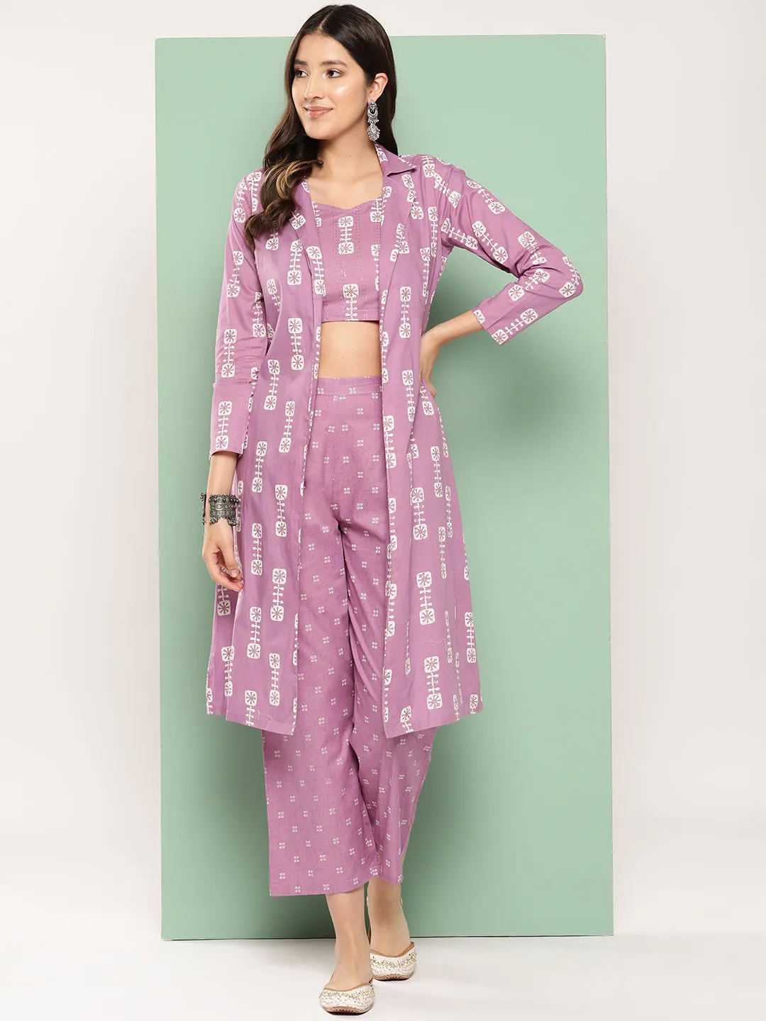 Women Purple Pure Cotton Co-Ord Set