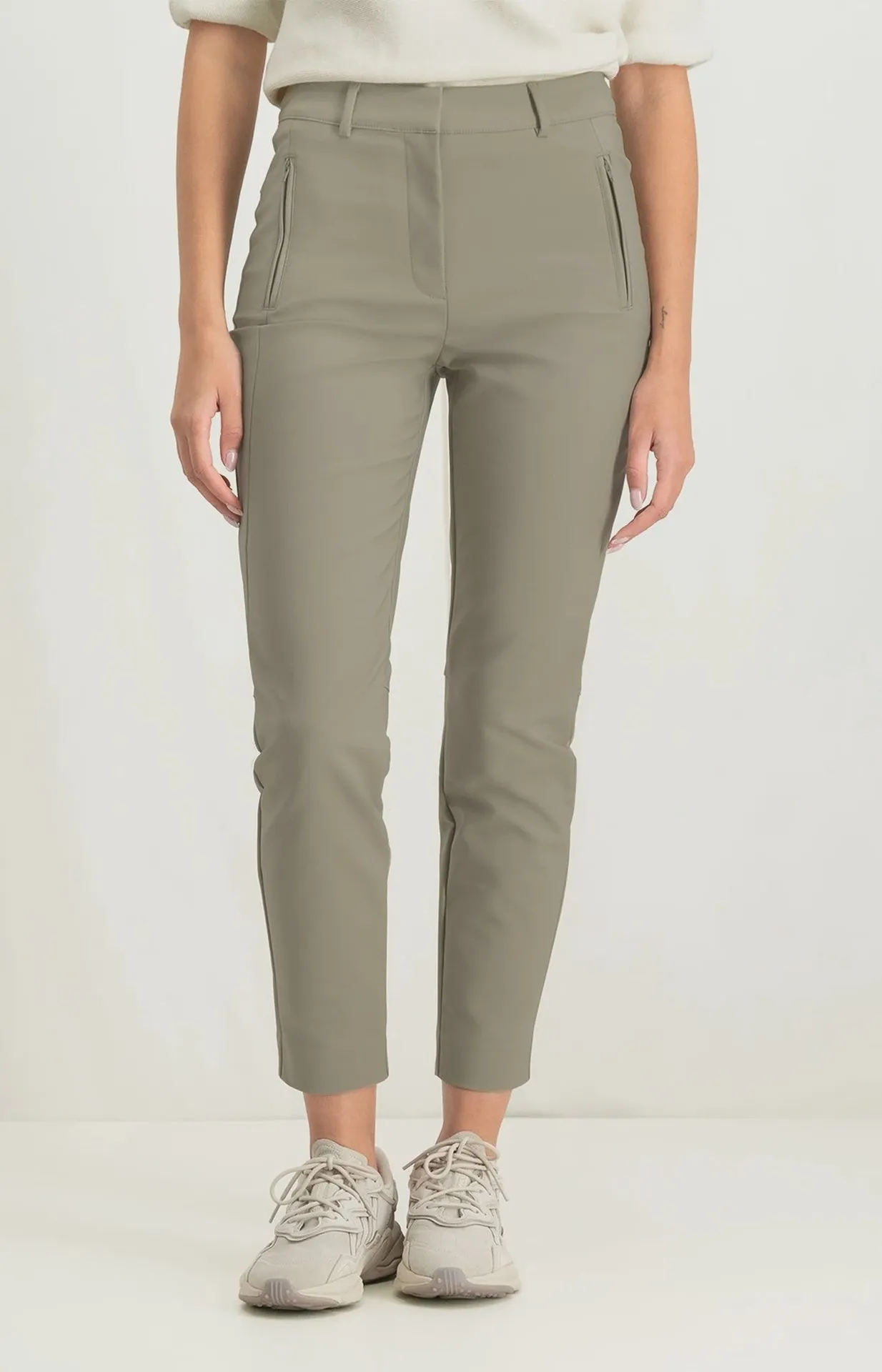 Yaya Slim Fit Trousers Winter Twig Beige