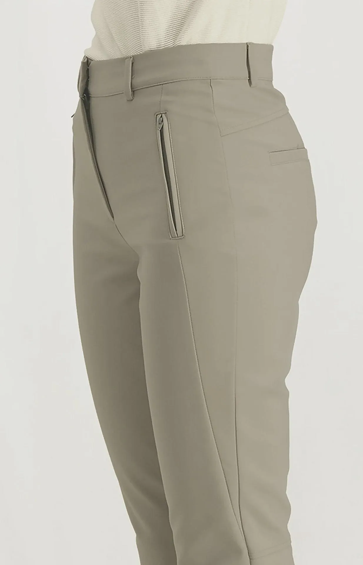 Yaya Slim Fit Trousers Winter Twig Beige