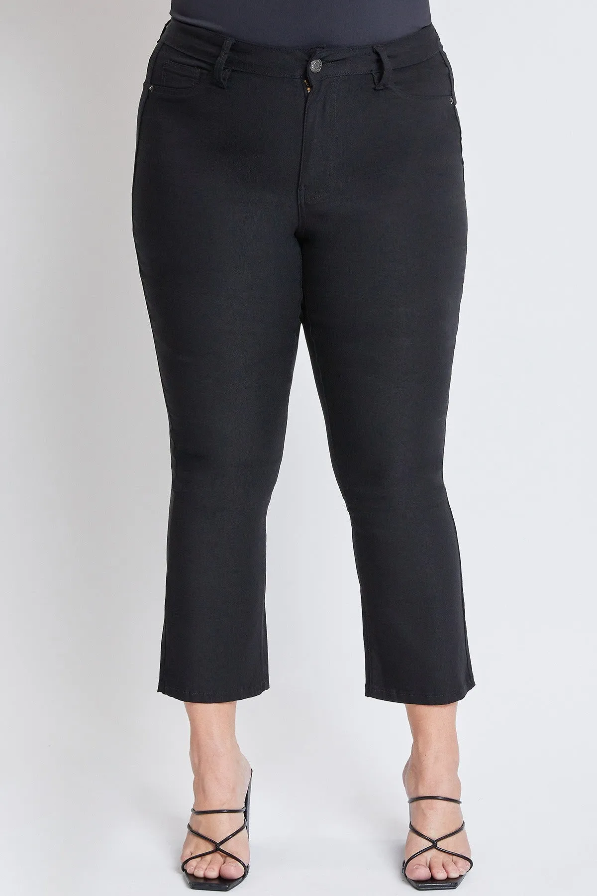 YMI Hyperstretch Cropped Kick Flare Jean: Black